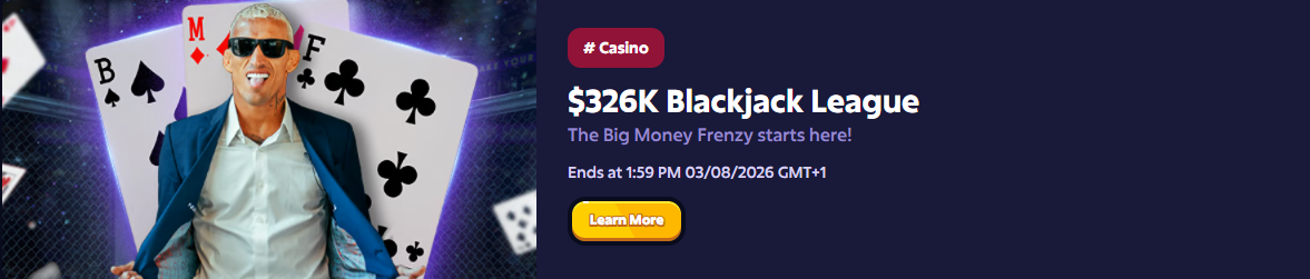 Roobet — $326K Blackjack League promocija